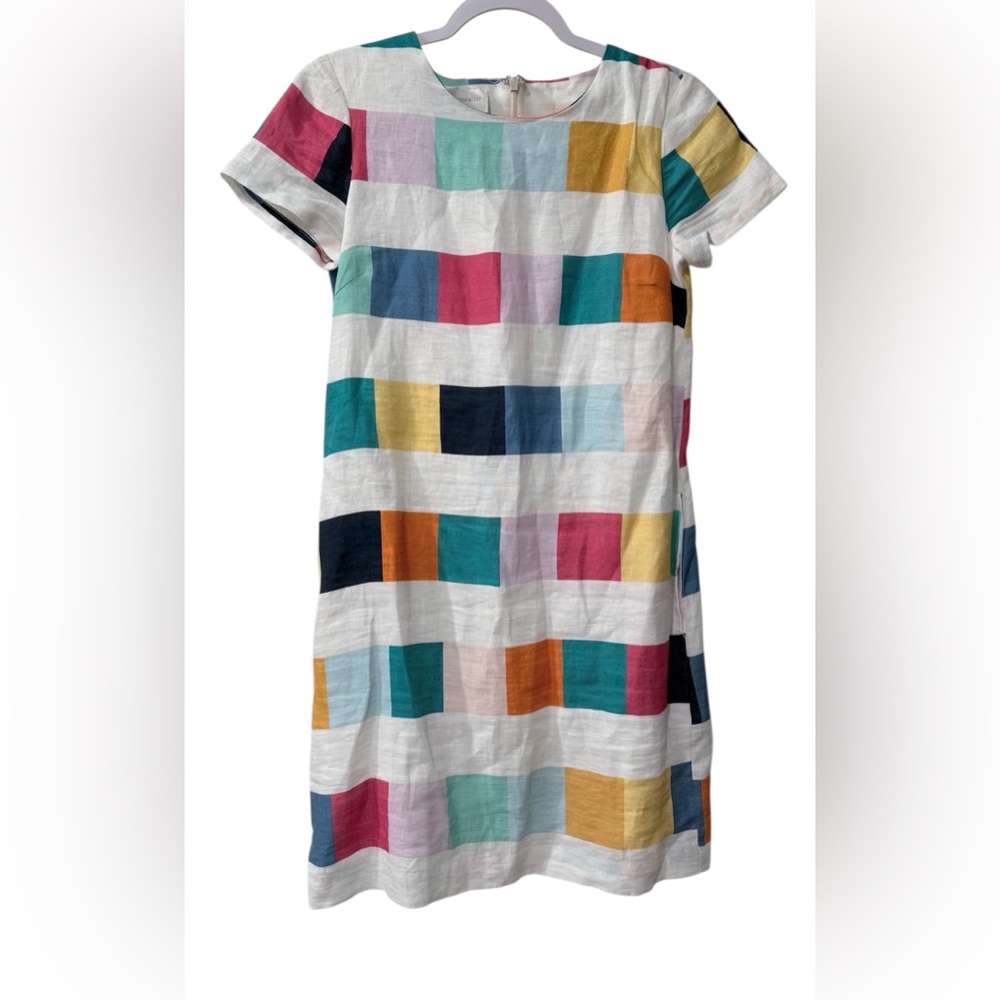 Corey Lynn Carter women’s XS white colorblock multicolored linen dress